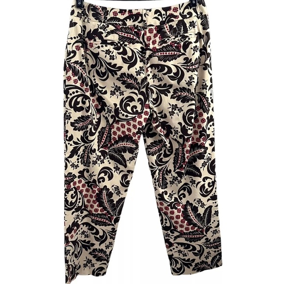 Talbots Cotton Stretch Cropped Chino Pants Brown Floral Women’s 18 Made in USA - Picture 2 of 5